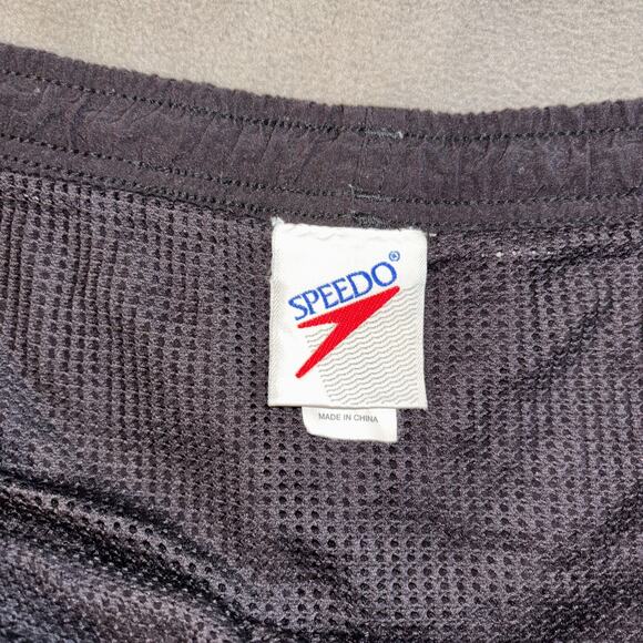 Vintage Speedo Boardshorts Men's X Large Black Nylon Classic Lined Swim Trunks - Picture 9 of 13